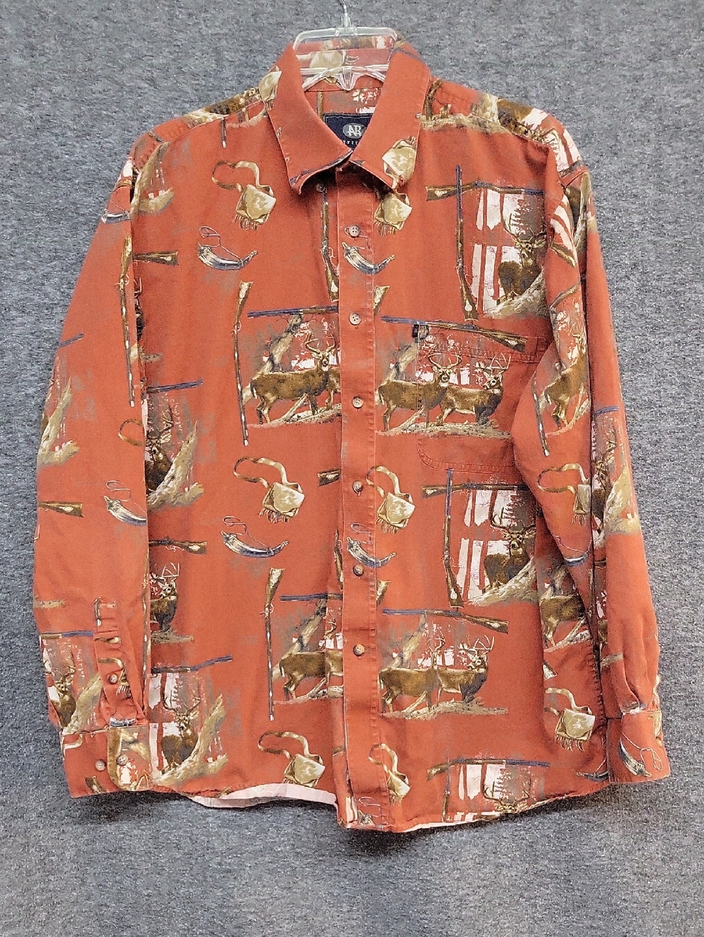 AR Outfitters Rust Orange Wildlife Scenic Deer Themed Button-Down Shirt